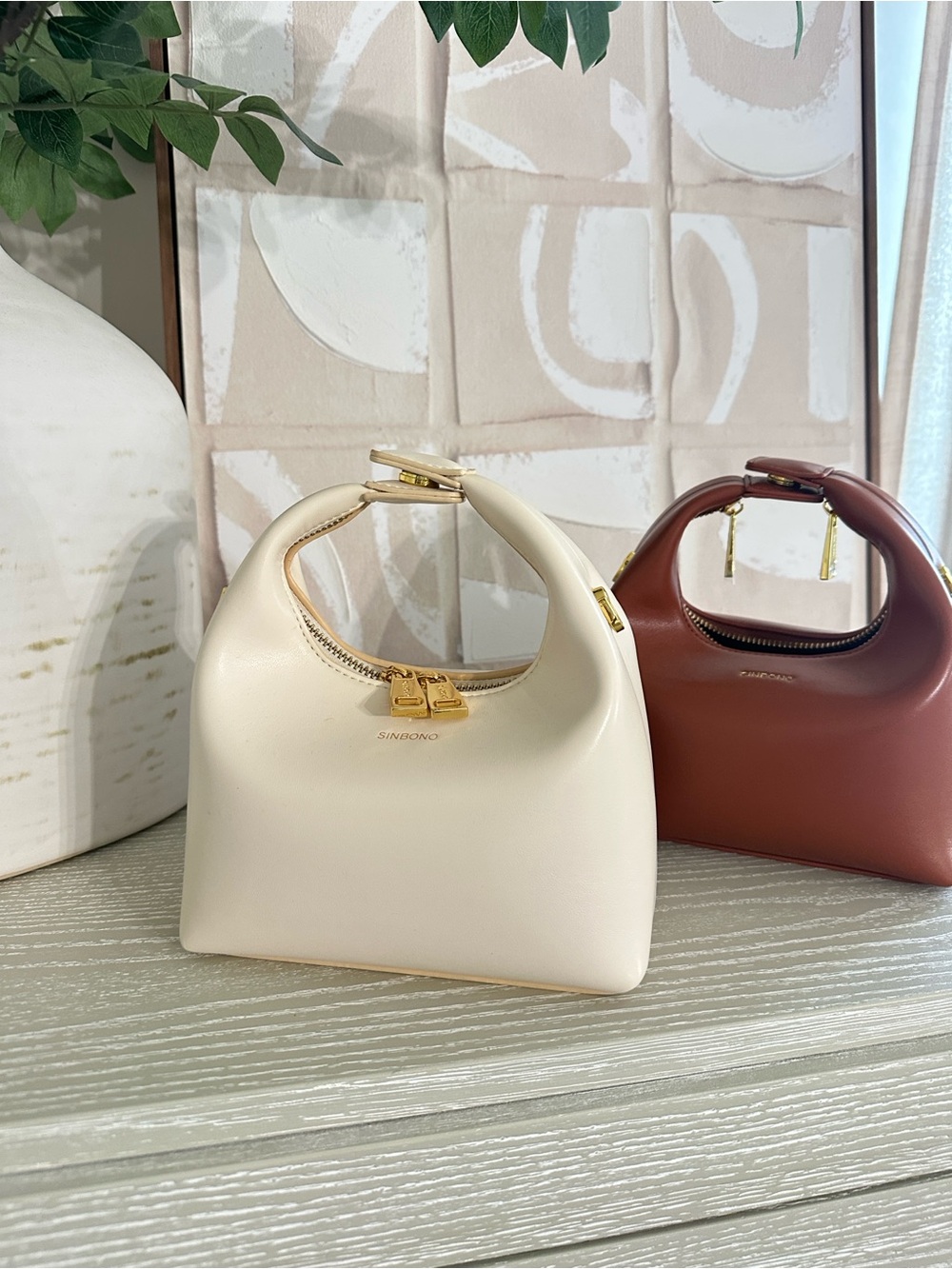 Faux Leather Top-Handle Bag